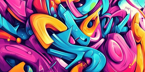 Canvas Print - Colorful graffiti on wall