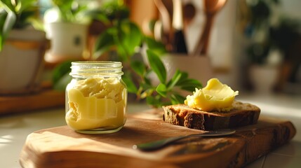 Wall Mural - Melted butter in a glass jar