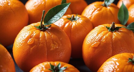 Wall Mural - Close up of fresh tangerines mandarin fruits