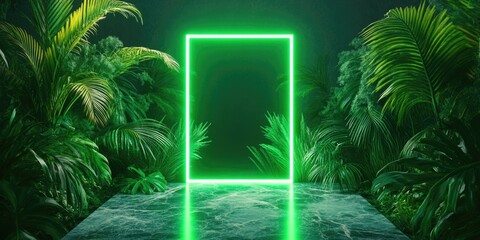 Poster - Neon Frame in Jungle