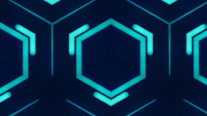 Hexagonal pattern in vivid neon blue contemporary futuristic designs art illustration abstract background.