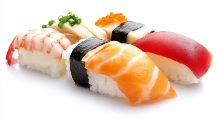 Sushi,Close Up On White Background --ar 