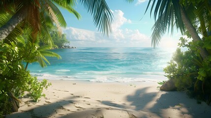 Poster - Island with sandy beaches and turquoise water