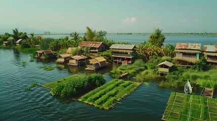 Canvas Print - Islands of greenery on the water in myanmar