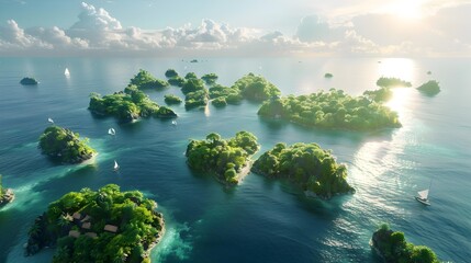 Sticker - Islands floating on the calm surface