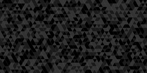 Vector seamless pattern triangle geometric repeating technology triangle black, gray texture. Abstract digital grid light pattern black and gray Polygon Mosaic triangle, business corporate background.