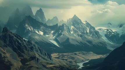 Wall Mural - The mountain landscape in patagonia with its ridges