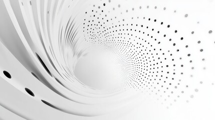 Wall Mural - White abstract minimalist background with circle lines and dot patter