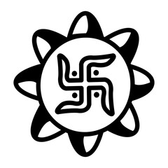 Poster - A doodle style icon of swastika 