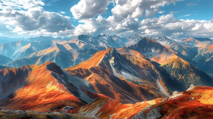 Wall Mural - Landscape withsque multi-colored mountain slopes