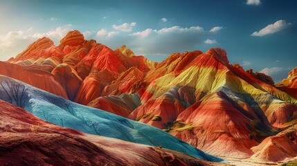 Wall Mural - Landscape withsque multi-colored mountain slopes