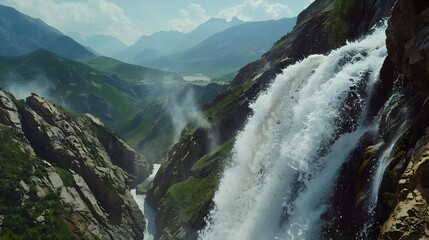 Sticker - A huge drop where water rapidly falls down