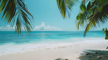 Sticker - Beach with white sand and crystal clear turquoise picture