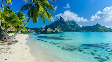 Wall Mural - The beaches of bora bora washed