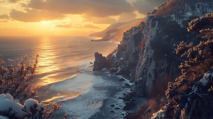 Wall Mural - Coast majestic cliffs with steep cliffs