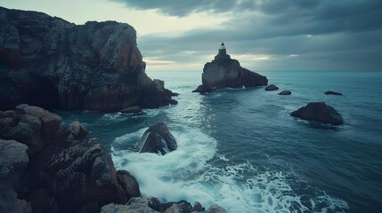 Poster - Coast majestic cliffs towering over narrow coves image