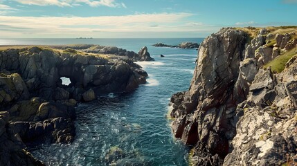 Poster - The coastline is dramatic rocky with narrow coves