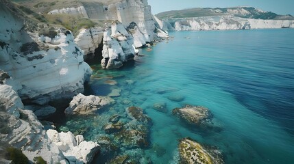 Poster - Coast with chalk cliffs that rise majestically picture