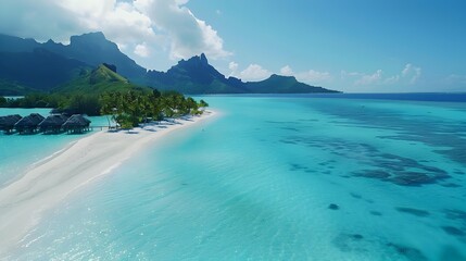 Canvas Print - Bora boras coastline of white sand and turquoise