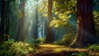 A clearing among the redwoods where tall trees image