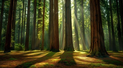 Sticker - A walk among the redwoods where tall trees image