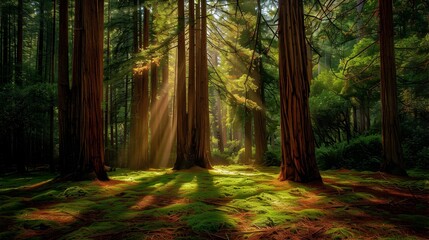 Canvas Print - A walk among the redwoods where tall trees picture