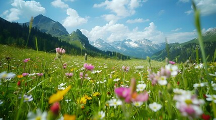 Canvas Print - The expanses of switzerland covered with green meadows