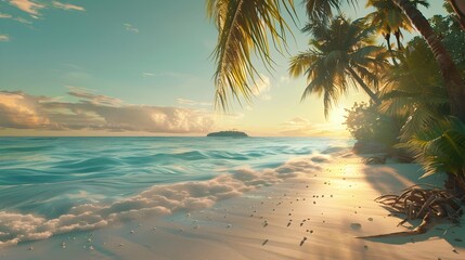 Wall Mural - Dawn on a tropical beach the first rays