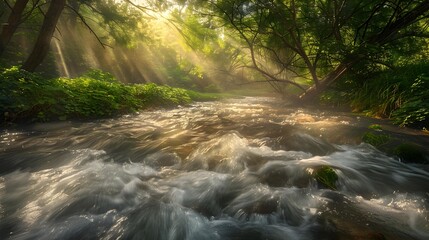 Wall Mural - The bystraya river and its stormy waters flow