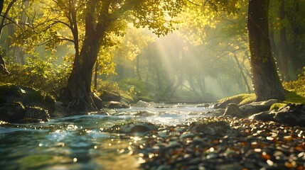 Wall Mural - A river in the forest where the water image