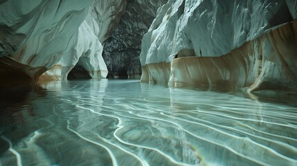 Canvas Print - River an underground river flowing through a marble