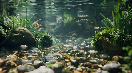 Canvas Print - The amazing river with slowly flowing water