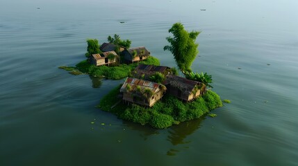 Canvas Print - Myanmars floating gardens located on the water surface