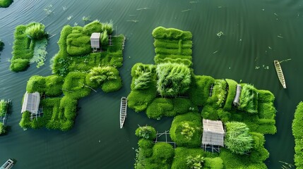 Poster - Water gardens in myanmar are unique floating agricultural