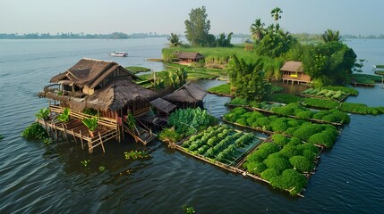 Canvas Print - The gardens on the myanmar lake