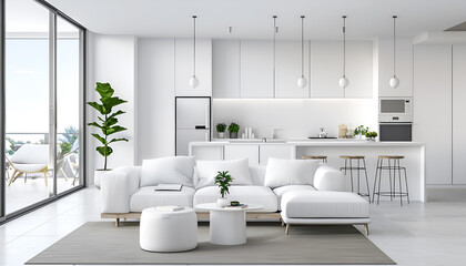 Wall Mural - Stylish apartment interior with modern kitchen. Idea for home design