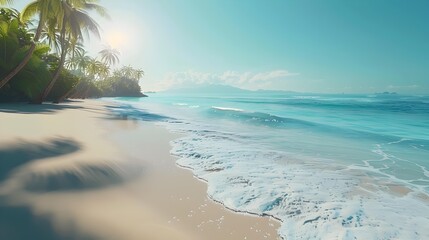 Wall Mural - Morning above the snow-white sand and turquoise water