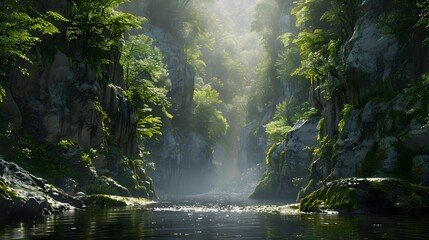 Canvas Print - Gorge a deep chasm surrounded by high cliffs