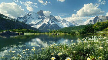 Poster - The ridges in patagonia create unique views rising