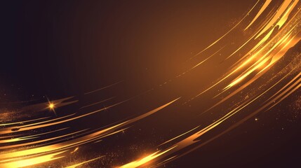 Elegant Modern Background with Golden Lines and Glowing Light Effects, Featuring Large Empty Copy Space