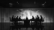 © Javid - Business Executives Meeting in a Corporate Boardroom. Black and white silhouette. AI generated image