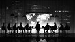 © Javid - Business Executives Meeting in a Corporate Boardroom. Black and white silhouette. AI generated image