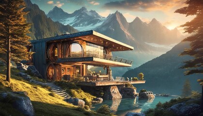 Poster - house in the mountains