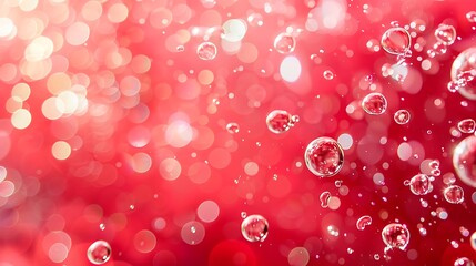 Poster - Bright red background with bubbles and copyspace.