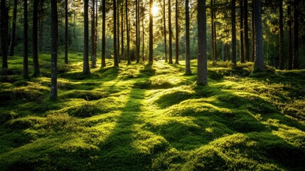 Wall Mural - Sunlight Through The Forest