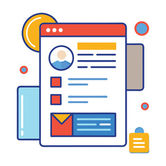 flat interface and white background