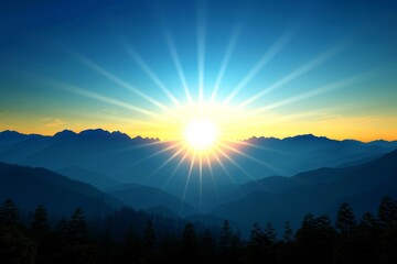 Wall Mural - an image of an ethereal mountain sunrise, with soft hues painting the sky and a sense of quiet awake