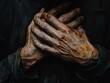 © fair - Capture the essence of agony in a close-up shot of a persons hands clutching their chest, emphasizing the physical manifestation of pain and ache in a detailed photorealistic style