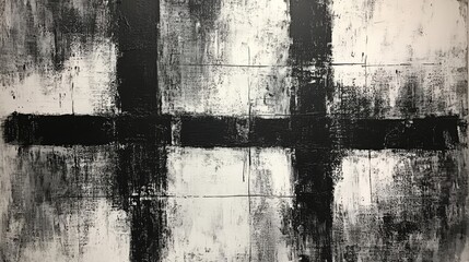 painting in black and white with a predominant white background