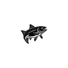 Poster - Atlantic salmon ray-finned fish isolated monochrome icon. Vector salmon freshwater fish, seafood, marine food, fishery sport mascot. Grayling whitefish fishing trophy, underwater animal, trout, char